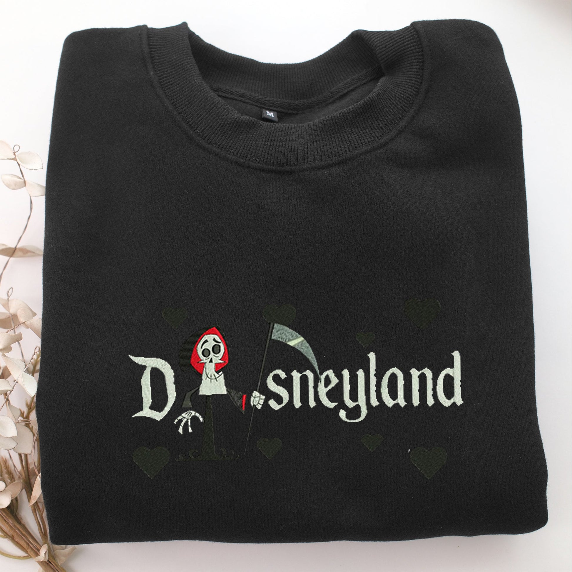 Grim Reaper Disneyland Embroidery, Disneyland Embroidered Sweatshirt, Movie Disney Inspired, Valentine's Day Gifts Idea For Him Her