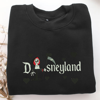 Grim Reaper Disneyland Embroidery, Disneyland Embroidered Sweatshirt, Movie Disney Inspired, Valentine's Day Gifts Idea For Him Her