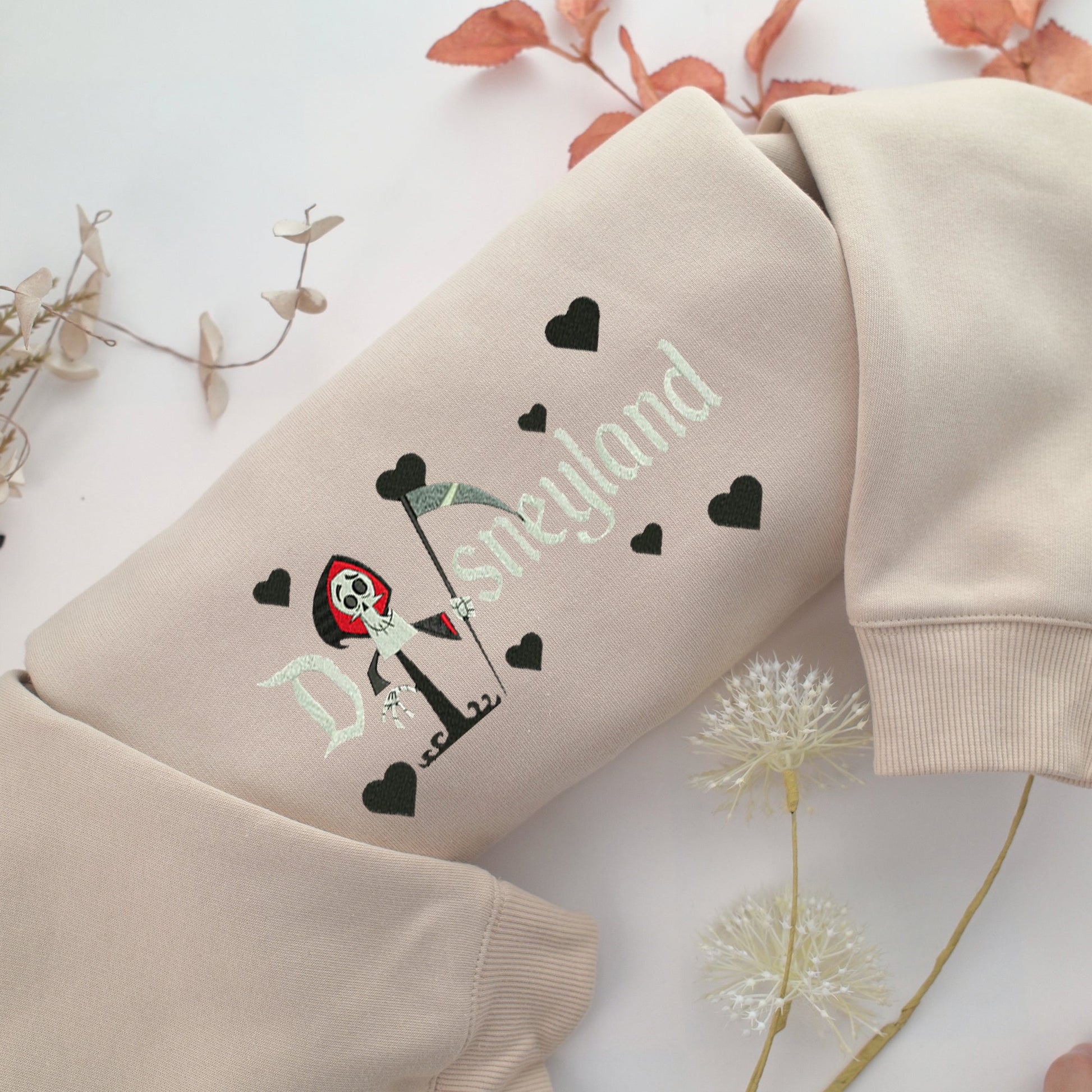 Grim Reaper Disneyland Embroidery, Disneyland Embroidered Sweatshirt, Movie Disney Inspired, Valentine's Day Gifts Idea For Him Her