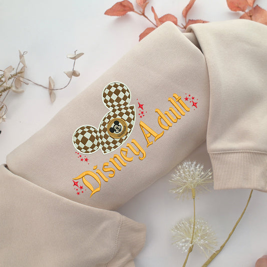 Disney Adult Embroidery, Disneyland Embroidered Sweatshirt, Movie Disney Inspired, Valentine's Day Gifts Idea For Him Her