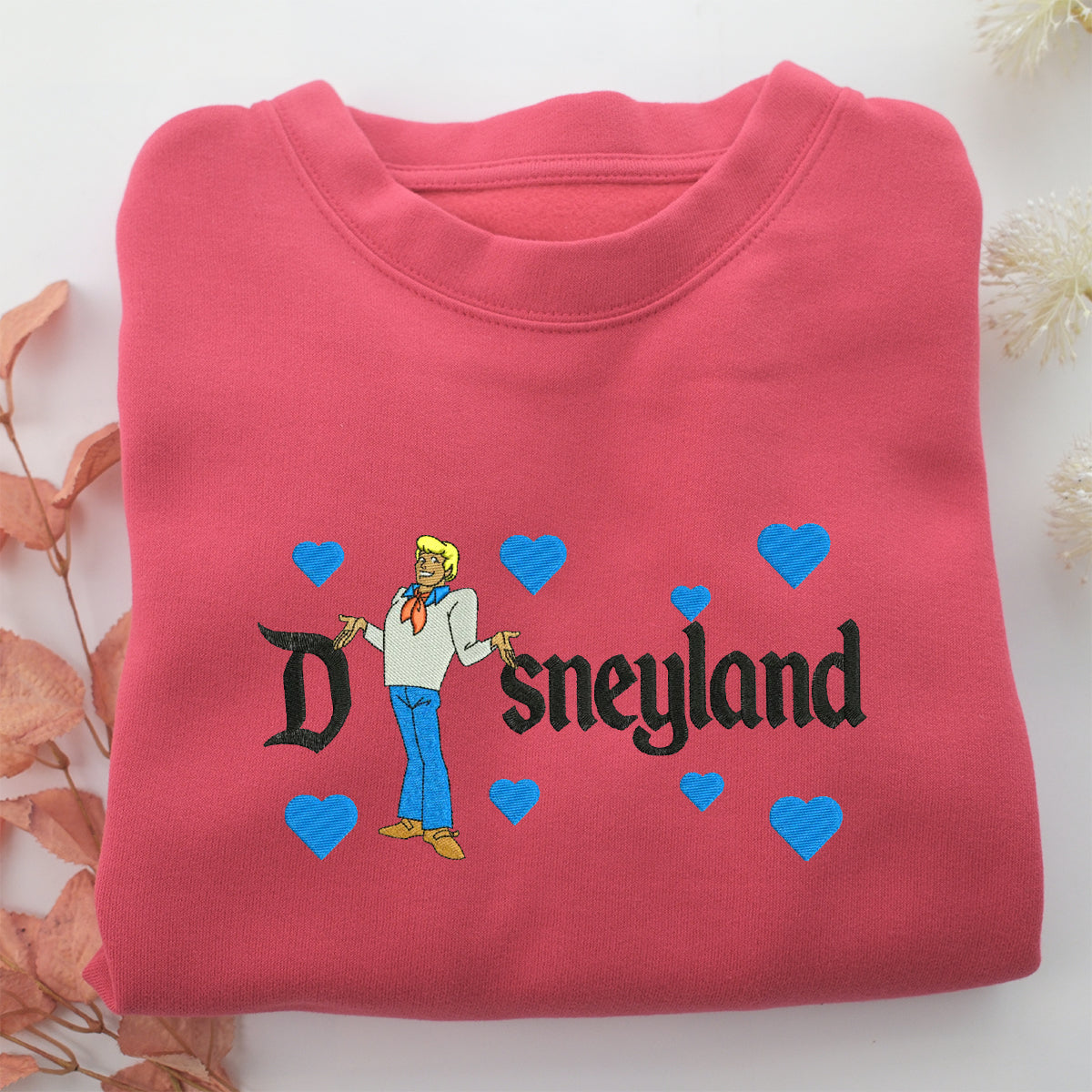 Fred Jones Disneyland Embroidery, Disneyland Embroidered Sweatshirt, Movie Disney Inspired, Valentine's Day Gifts Idea For Him Her