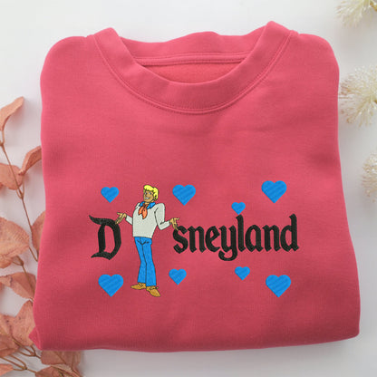 Fred Jones Disneyland Embroidery, Disneyland Embroidered Sweatshirt, Movie Disney Inspired, Valentine's Day Gifts Idea For Him Her