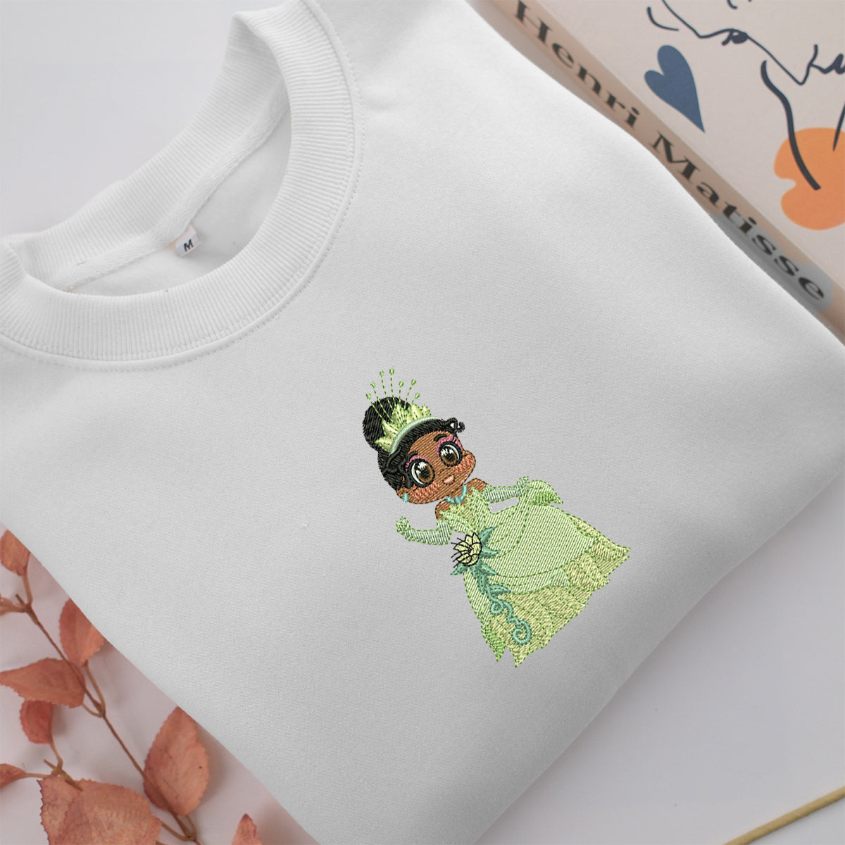 Chibi Princess Tiana Embroidery, Disneyland Embroidered Sweatshirt, Movie Disney Inspired, Valentine's Day Gifts Idea For Him Her