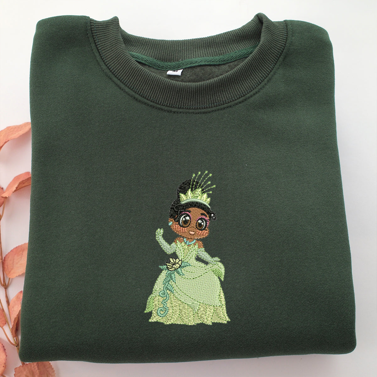 Chibi Princess Tiana Embroidery, Disneyland Embroidered Sweatshirt, Movie Disney Inspired, Valentine's Day Gifts Idea For Him Her