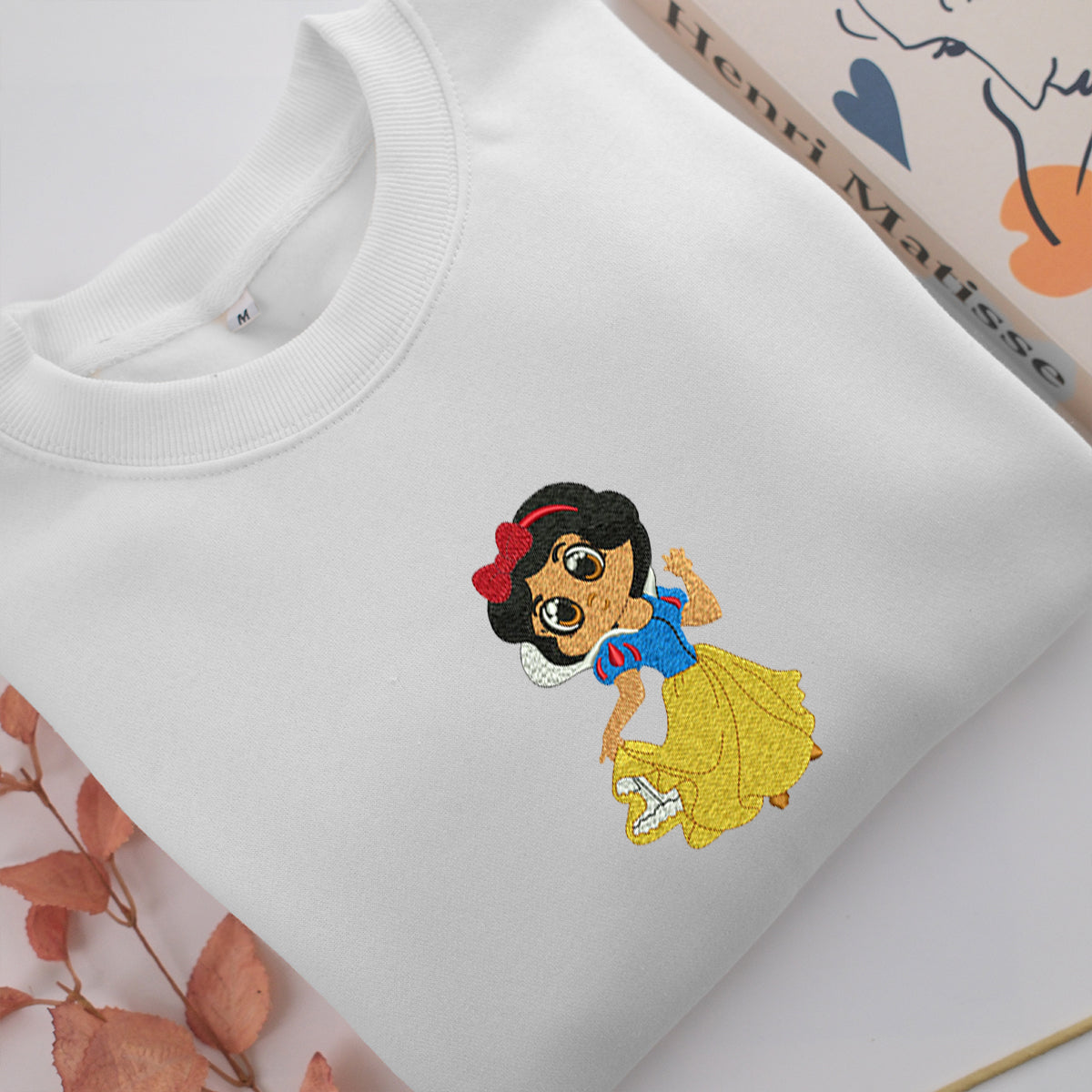 Chibi Snow White Embroidery, Disneyland Embroidered Sweatshirt, Movie Disney Inspired, Valentine's Day Gifts Idea For Him Her
