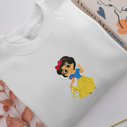 Chibi Snow White Embroidery, Disneyland Embroidered Sweatshirt, Movie Disney Inspired, Valentine's Day Gifts Idea For Him Her