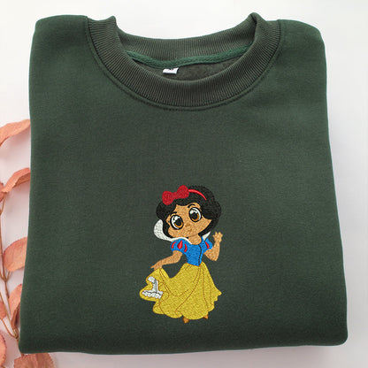Chibi Snow White Embroidery, Disneyland Embroidered Sweatshirt, Movie Disney Inspired, Valentine's Day Gifts Idea For Him Her
