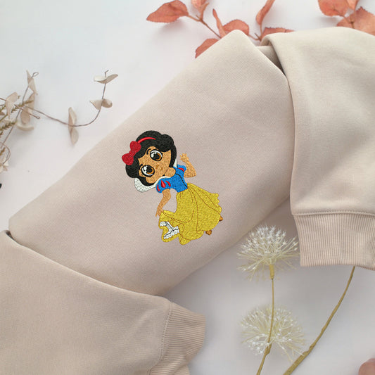 Chibi Snow White Embroidery, Disneyland Embroidered Sweatshirt, Movie Disney Inspired, Valentine's Day Gifts Idea For Him Her