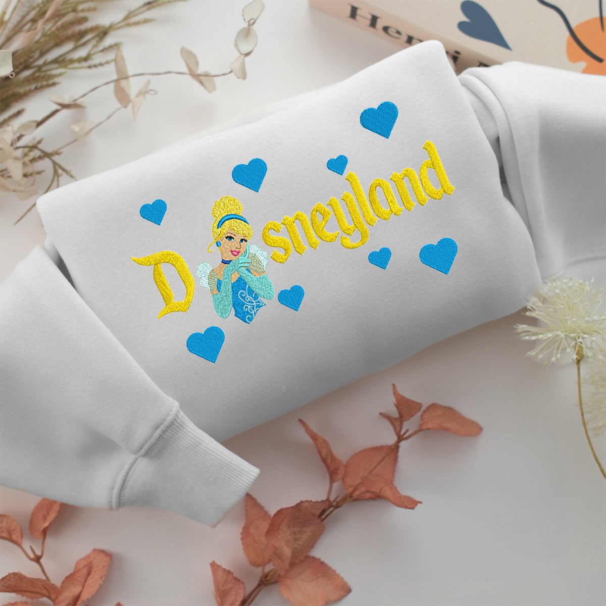Cinderella Half Disneyland Embroidery, Disneyland Embroidered Sweatshirt, Movie Disney Inspired, Valentine's Day Gifts Idea For Him Her