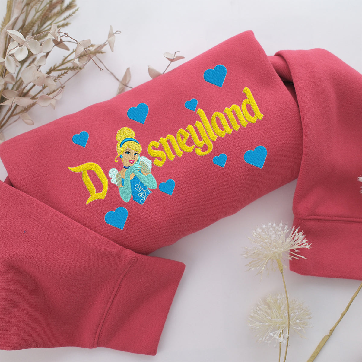 Cinderella Half Disneyland Embroidery, Disneyland Embroidered Sweatshirt, Movie Disney Inspired, Valentine's Day Gifts Idea For Him Her
