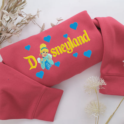 Cinderella Half Disneyland Embroidery, Disneyland Embroidered Sweatshirt, Movie Disney Inspired, Valentine's Day Gifts Idea For Him Her