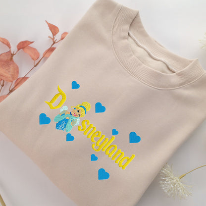 Cinderella Half Disneyland Embroidery, Disneyland Embroidered Sweatshirt, Movie Disney Inspired, Valentine's Day Gifts Idea For Him Her
