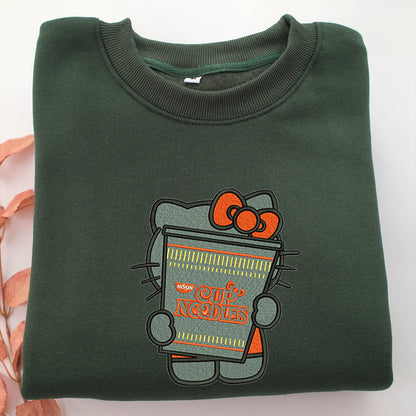 Hello Kitty Noodles Embroidery, Disneyland Embroidered Sweatshirt, Movie Disney Inspired, Valentine's Day Gifts Idea For Him Her
