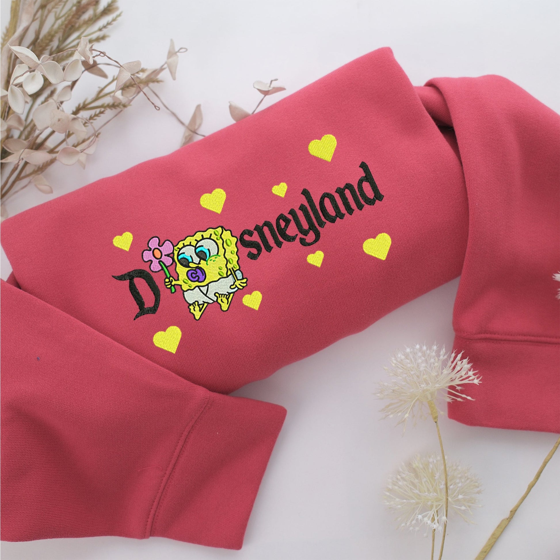 Chibi SpongeBob Disneyland Embroidery, Disneyland Embroidered Sweatshirt, Movie Disney Inspired, Valentine's Day Gifts Idea For Him Her
