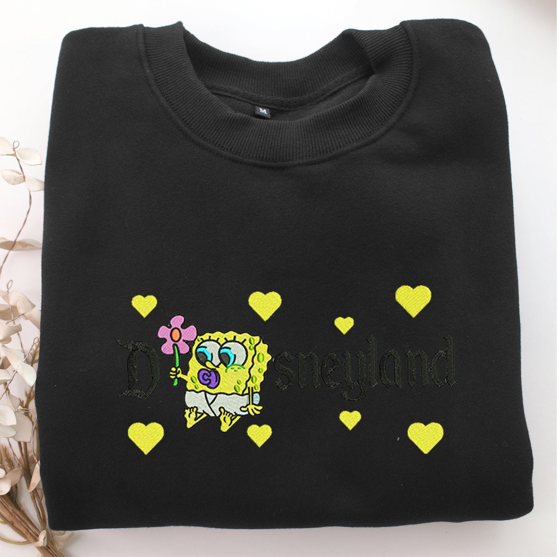 Chibi SpongeBob Disneyland Embroidery, Disneyland Embroidered Sweatshirt, Movie Disney Inspired, Valentine's Day Gifts Idea For Him Her