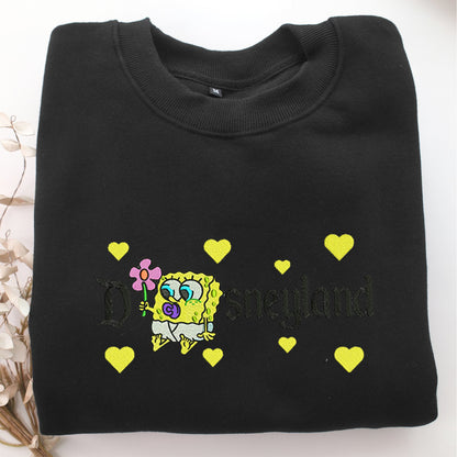Chibi SpongeBob Disneyland Embroidery, Disneyland Embroidered Sweatshirt, Movie Disney Inspired, Valentine's Day Gifts Idea For Him Her