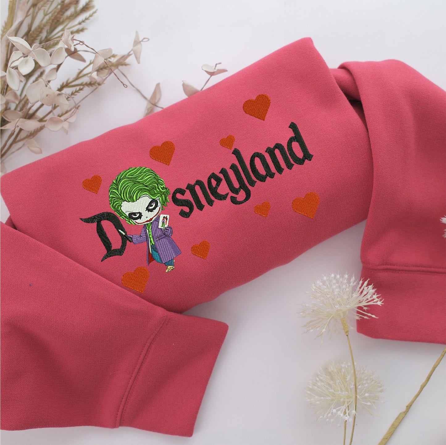 Chibi Joker Disneyland Embroidery, Disneyland Embroidered Sweatshirt, Movie Disney Inspired, Valentine's Day Gifts Idea For Him Her