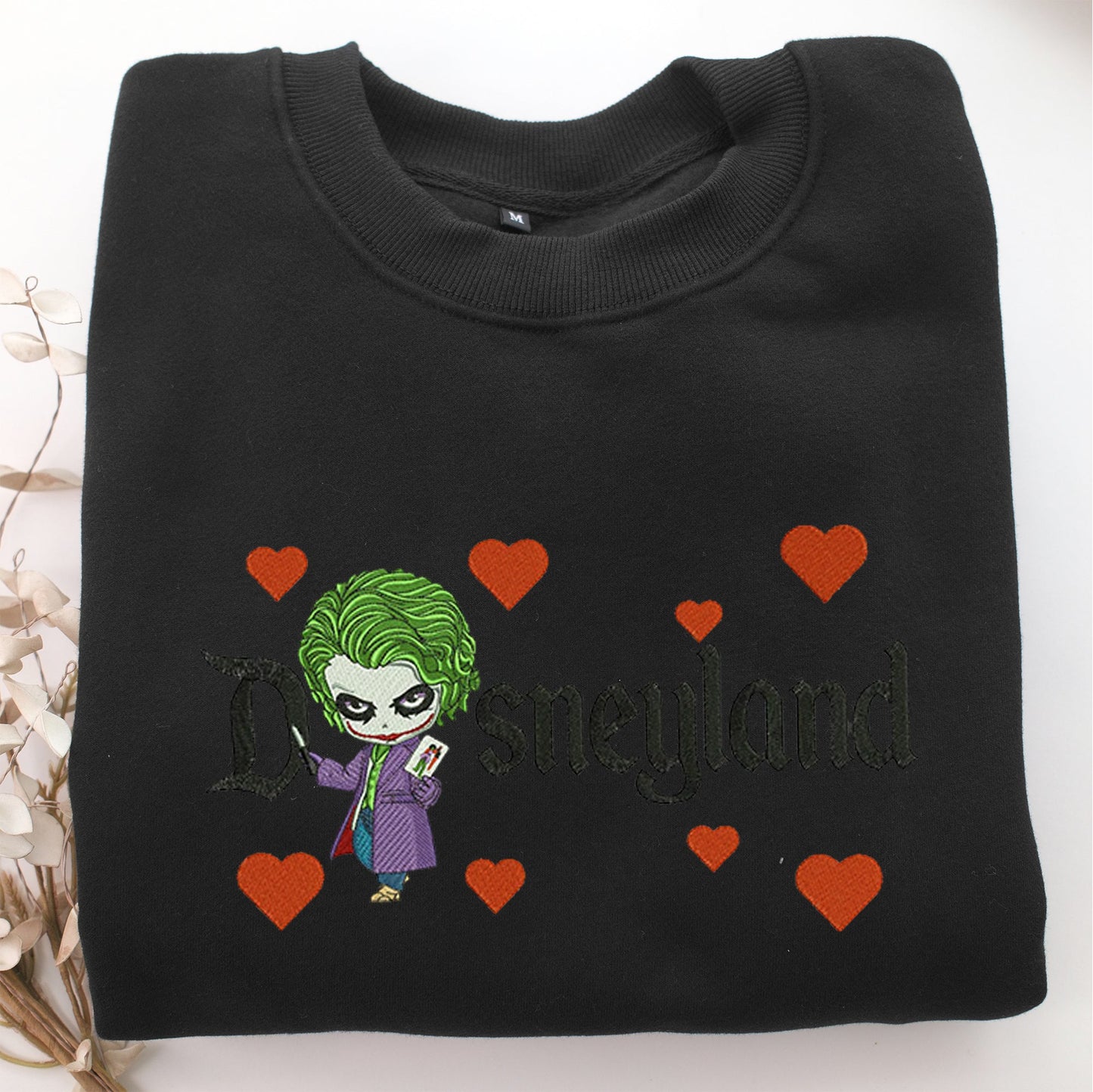 Chibi Joker Disneyland Embroidery, Disneyland Embroidered Sweatshirt, Movie Disney Inspired, Valentine's Day Gifts Idea For Him Her
