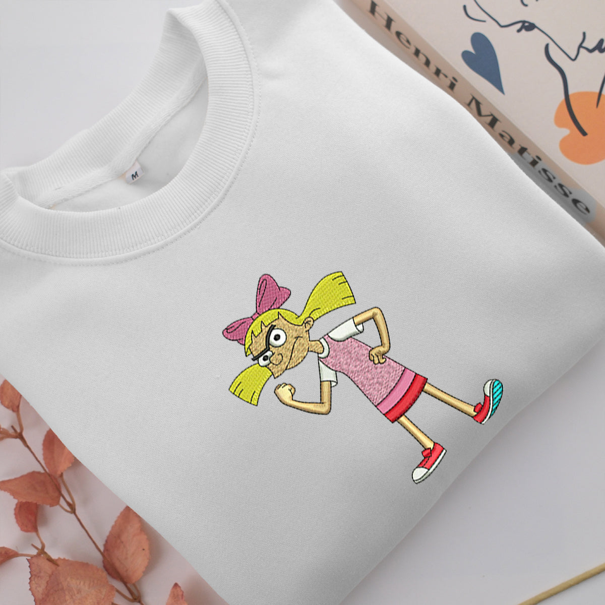 Helga Pataki Embroidery, Disneyland Embroidered Sweatshirt, Movie Disney Inspired, Valentine's Day Gifts Idea For Him Her