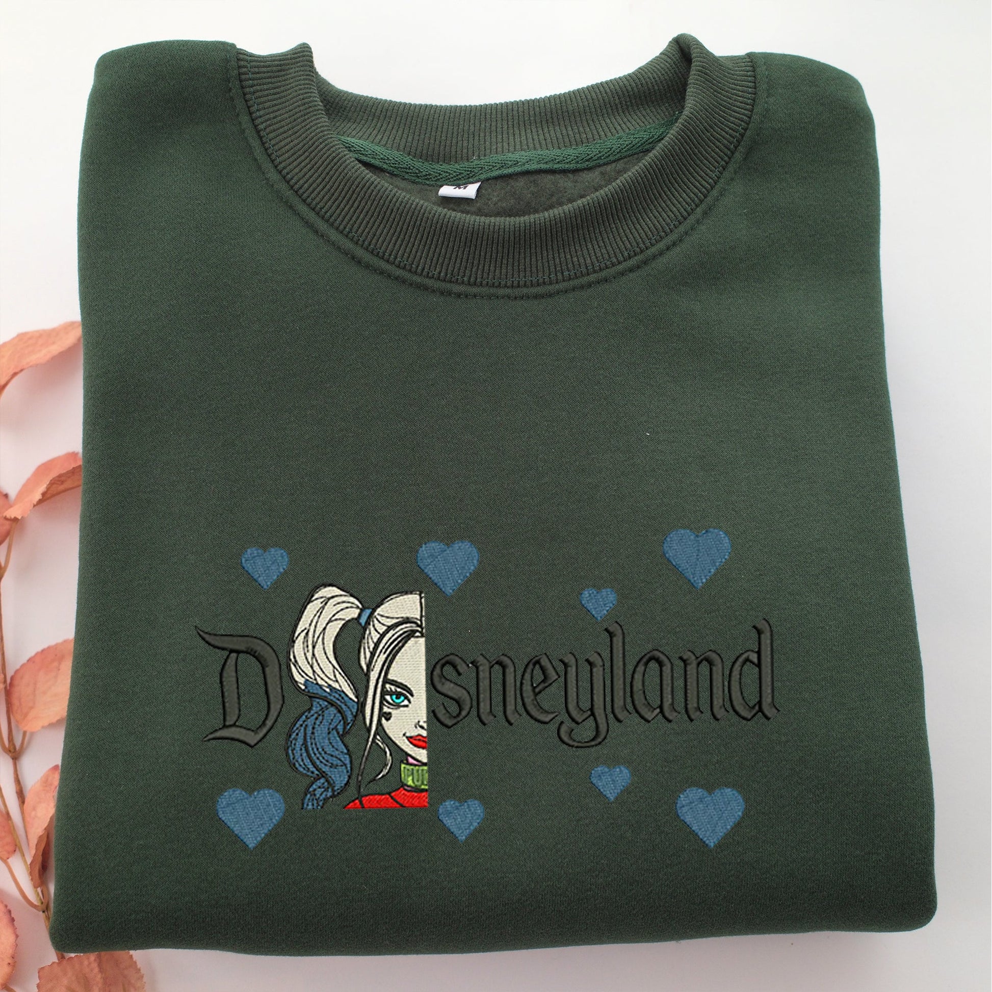 Harley Quinn Half Face Disneyland Embroidery, Disneyland Embroidered Sweatshirt, Movie Disney Inspired, Valentine's Day Gifts Idea For Him Her