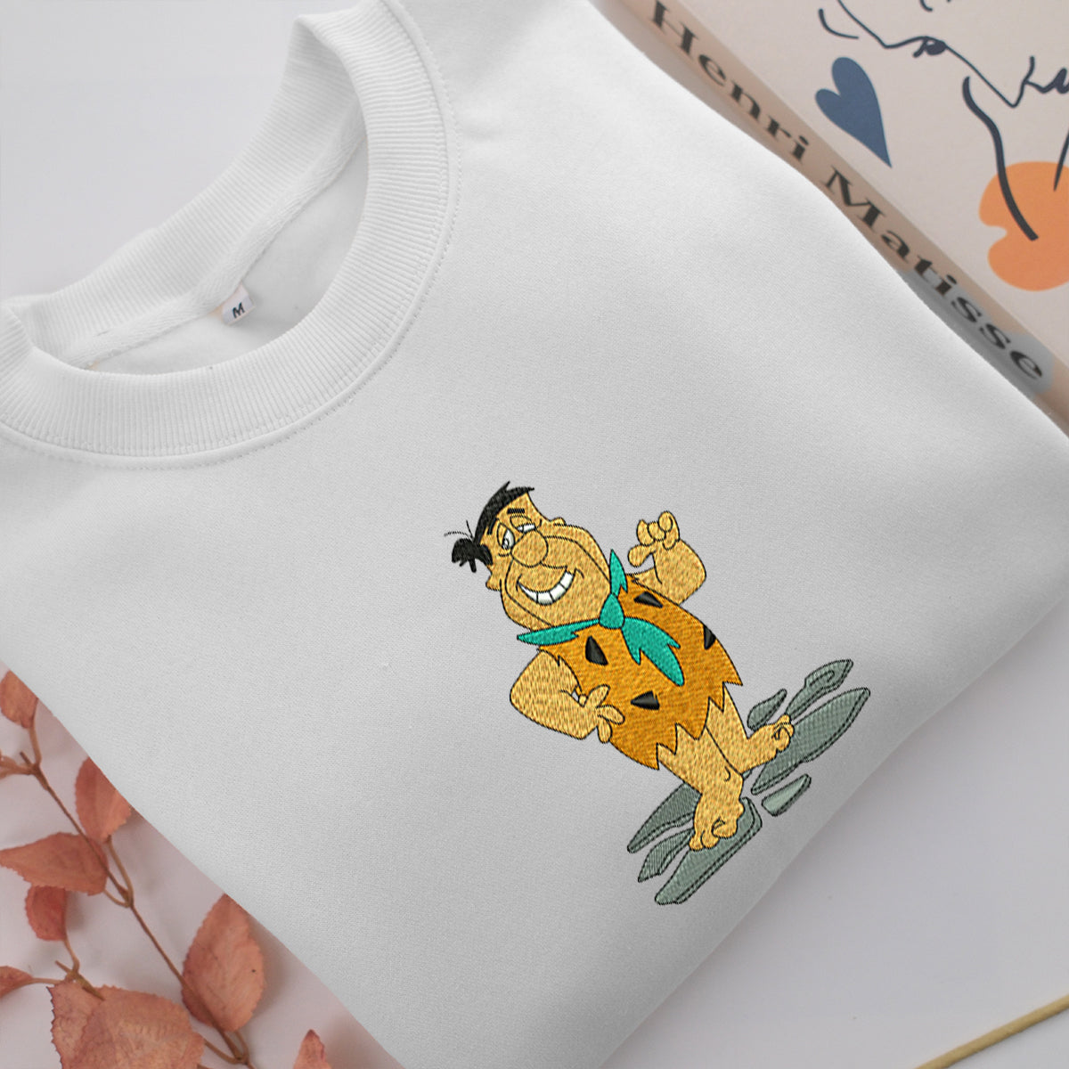 Fred Flintstone Embroidery, Disneyland Embroidered Sweatshirt, Movie Disney Inspired, Valentine's Day Gifts Idea For Him Her