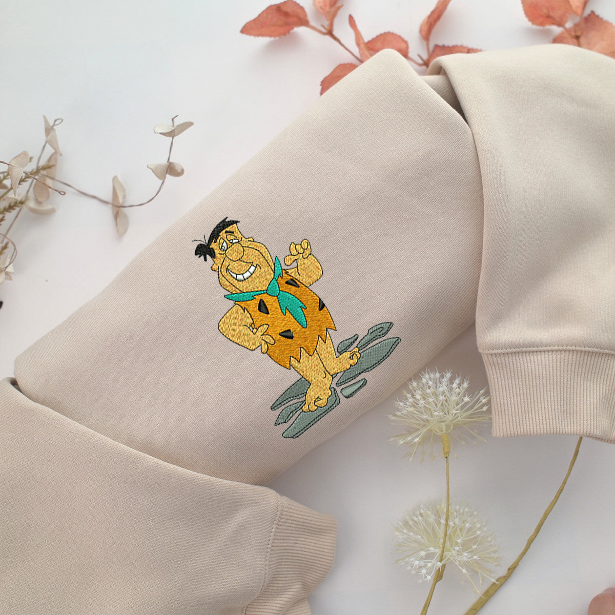Fred Flintstone Embroidery, Disneyland Embroidered Sweatshirt, Movie Disney Inspired, Valentine's Day Gifts Idea For Him Her