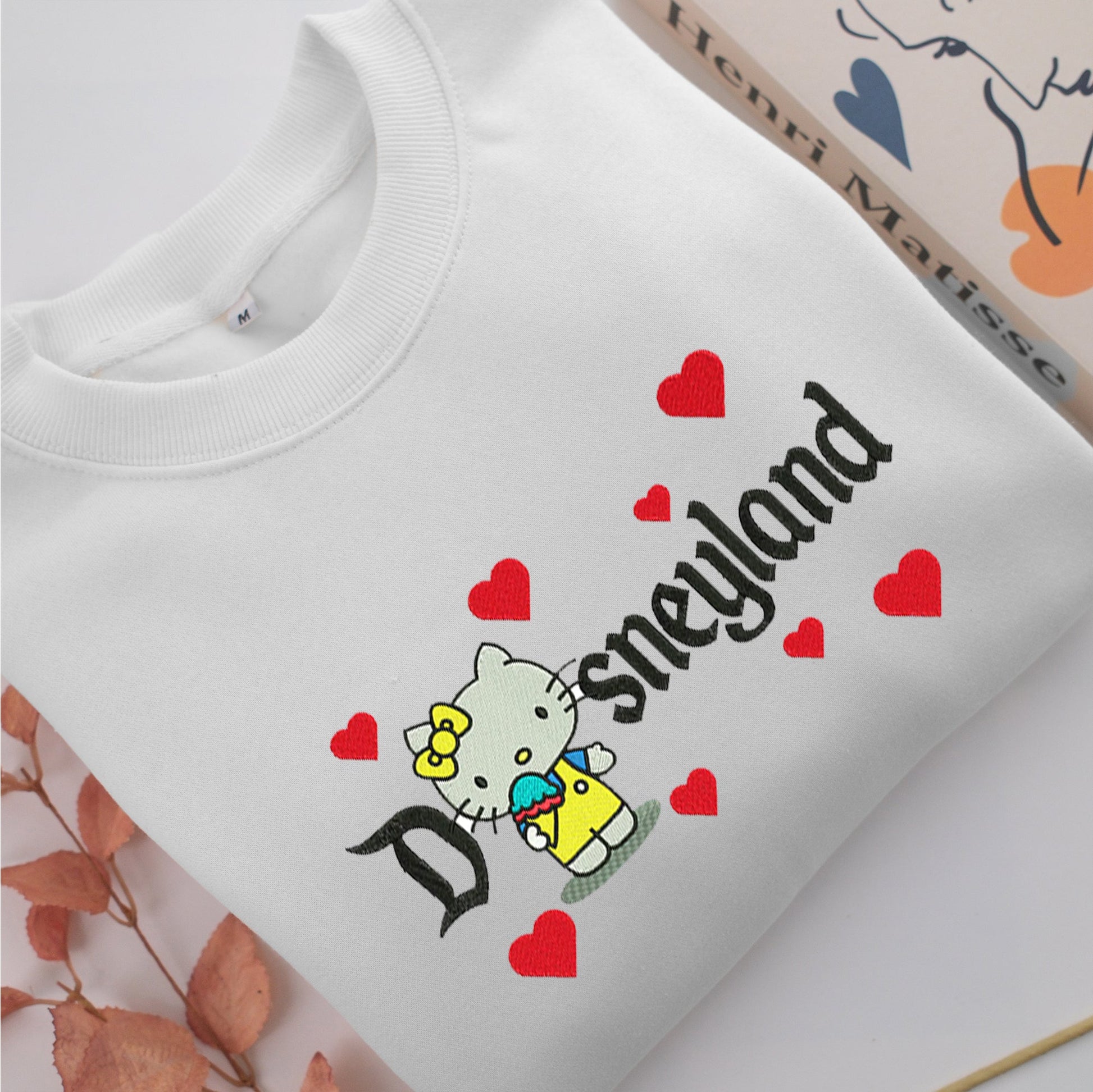Hello Kitty Disneyland Embroidery, Disneyland Embroidered Sweatshirt, Movie Disney Inspired, Valentine's Day Gifts Idea For Him Her
