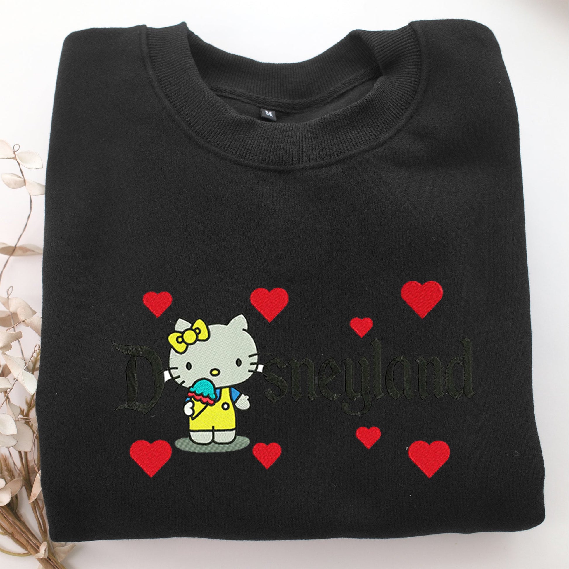 Hello Kitty Disneyland Embroidery, Disneyland Embroidered Sweatshirt, Movie Disney Inspired, Valentine's Day Gifts Idea For Him Her
