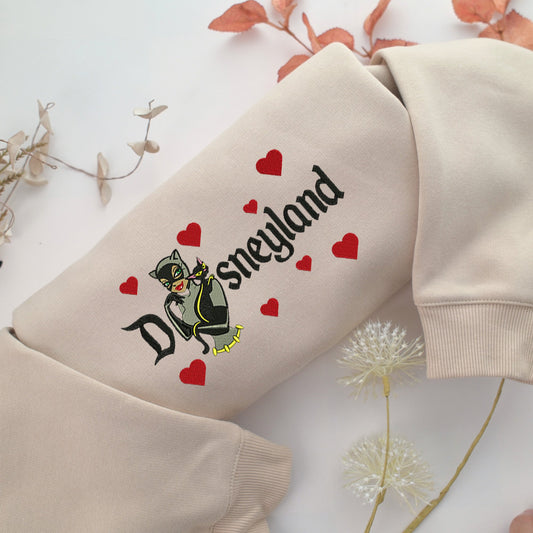 Catwoman Half Disneyland Embroidery, Disneyland Embroidered Sweatshirt, Movie Disney Inspired, Valentine's Day Gifts Idea For Him Her