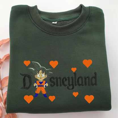 Chibi Goku Disneyland Embroidery, Disneyland Embroidered Sweatshirt, Movie Disney Inspired, Valentine's Day Gifts Idea For Him Her