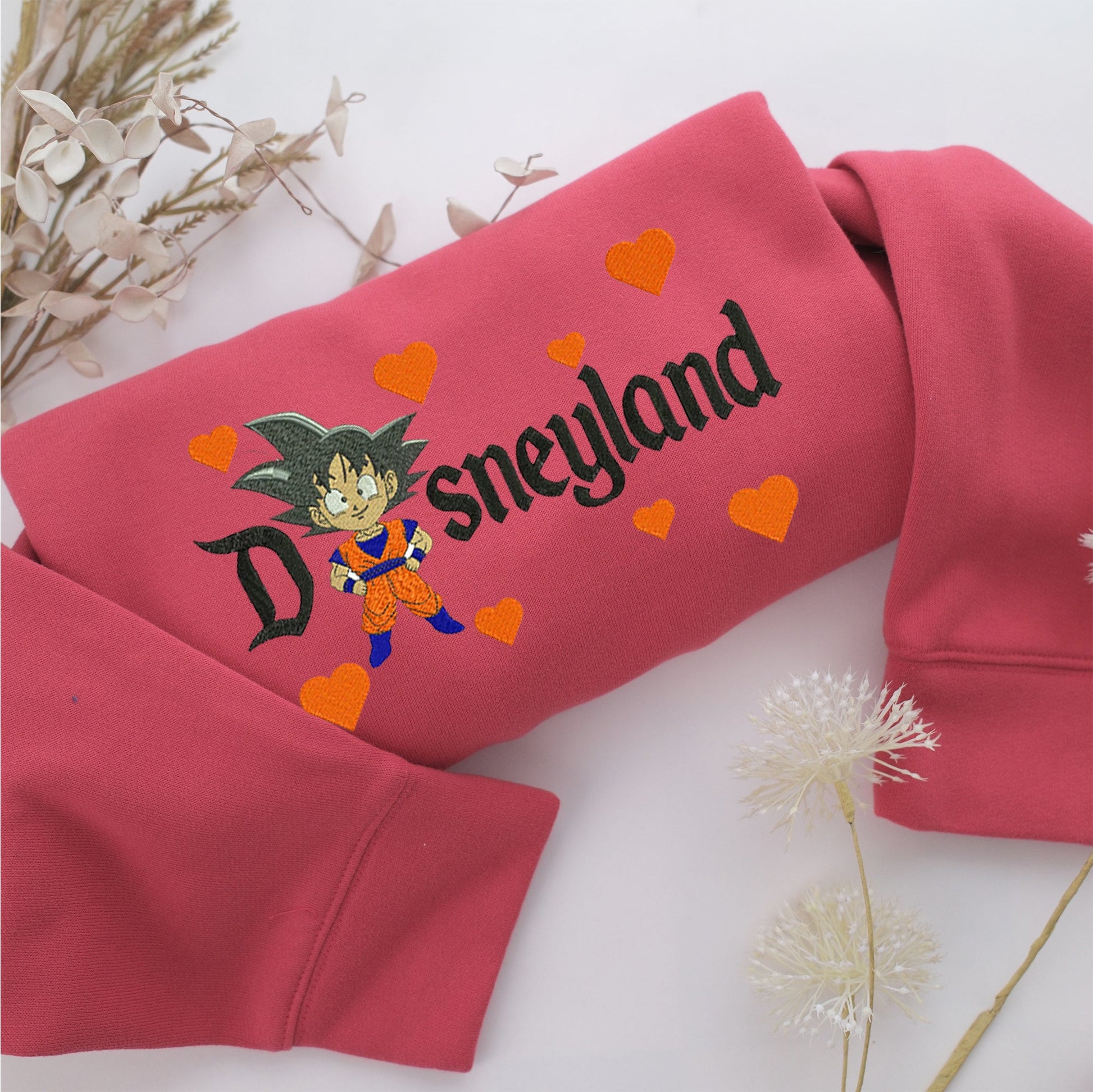 Chibi Goku Disneyland Embroidery, Disneyland Embroidered Sweatshirt, Movie Disney Inspired, Valentine's Day Gifts Idea For Him Her