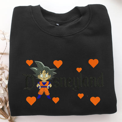 Chibi Goku Disneyland Embroidery, Disneyland Embroidered Sweatshirt, Movie Disney Inspired, Valentine's Day Gifts Idea For Him Her