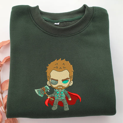 Chibi Thor Embroidery, Disneyland Embroidered Sweatshirt, Movie Disney Inspired, Valentine's Day Gifts Idea For Him Her