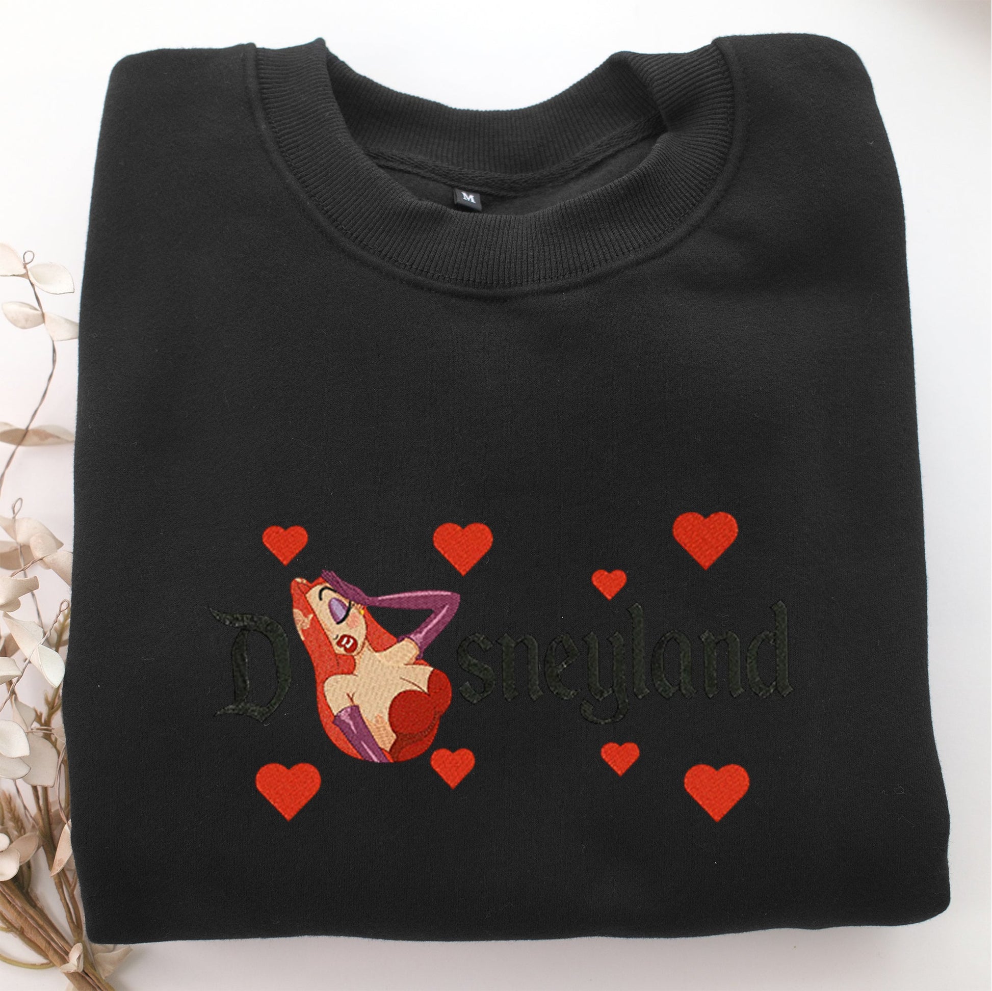 Jessica Rabbit Disneyland Embroidery, Disneyland Embroidered Sweatshirt, Movie Disney Inspired, Valentine's Day Gifts Idea For Him Her