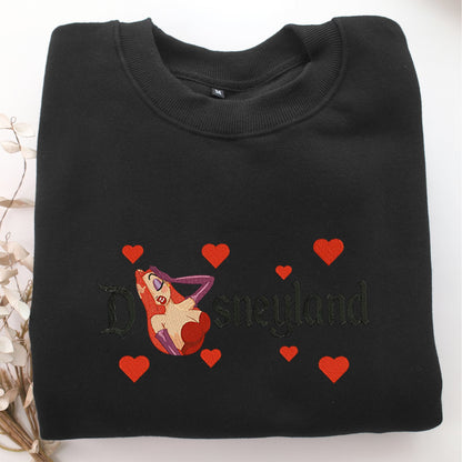 Jessica Rabbit Disneyland Embroidery, Disneyland Embroidered Sweatshirt, Movie Disney Inspired, Valentine's Day Gifts Idea For Him Her