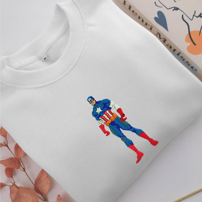 Captain America Embroidery, Disneyland Embroidered Sweatshirt, Movie Disney Inspired, Valentine's Day Gifts Idea For Him Her