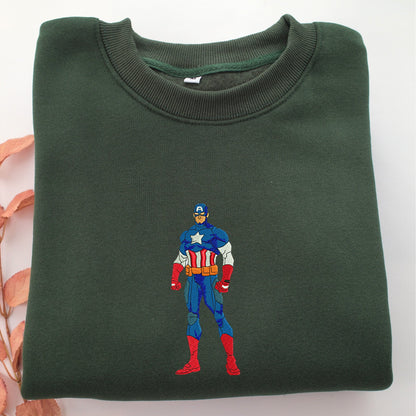 Captain America Embroidery, Disneyland Embroidered Sweatshirt, Movie Disney Inspired, Valentine's Day Gifts Idea For Him Her