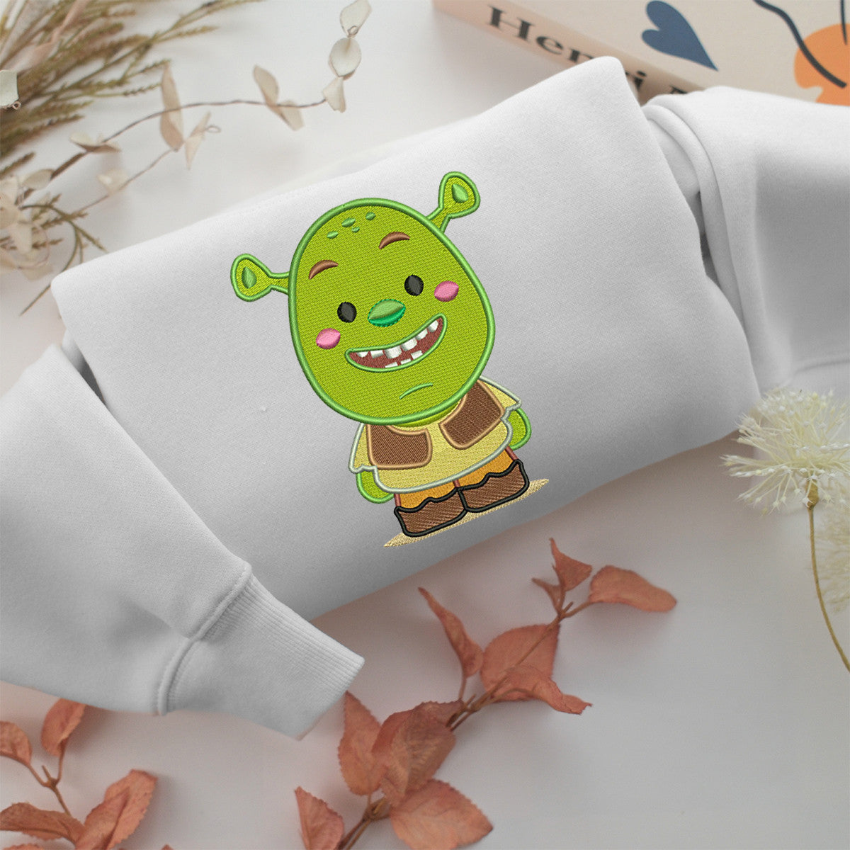 Chibi Shrek Embroidery, Disneyland Embroidered Sweatshirt, Movie Disney Inspired, Valentine's Day Gifts Idea For Him Her