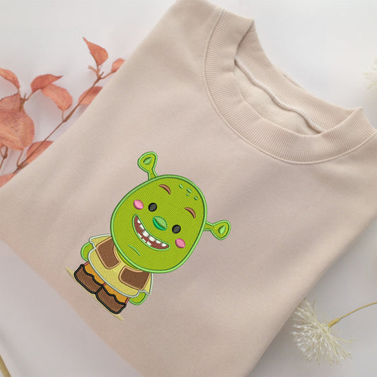 Chibi Shrek Embroidery, Disneyland Embroidered Sweatshirt, Movie Disney Inspired, Valentine's Day Gifts Idea For Him Her
