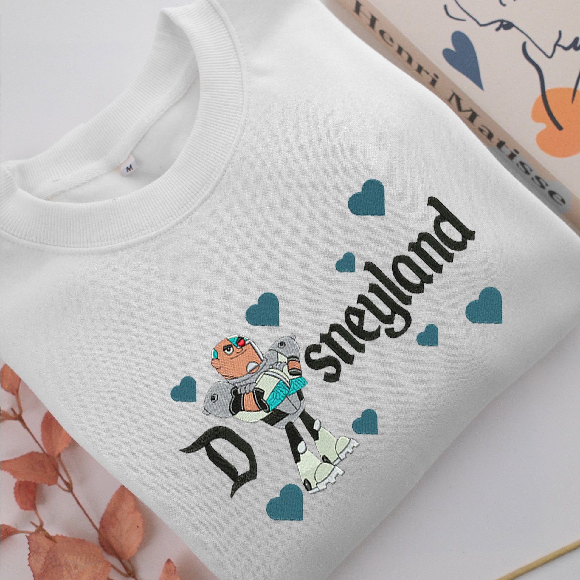 Cyborg Disneyland Embroidery, Disneyland Embroidered Sweatshirt, Movie Disney Inspired, Valentine's Day Gifts Idea For Him Her
