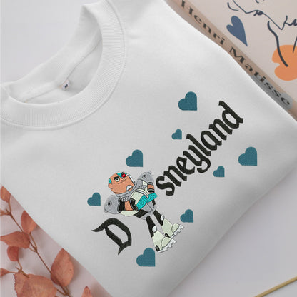 Cyborg Disneyland Embroidery, Disneyland Embroidered Sweatshirt, Movie Disney Inspired, Valentine's Day Gifts Idea For Him Her