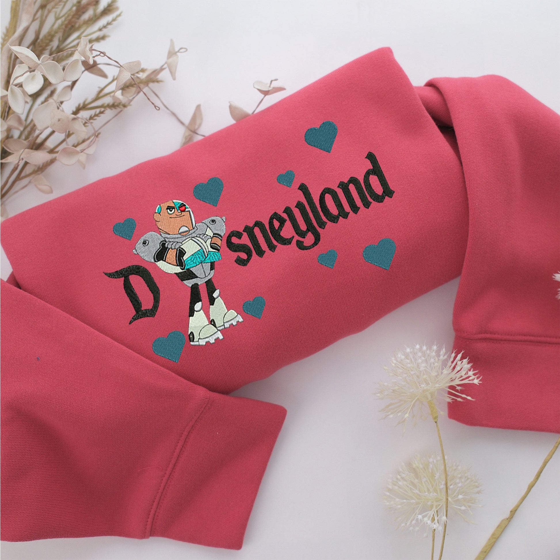 Cyborg Disneyland Embroidery, Disneyland Embroidered Sweatshirt, Movie Disney Inspired, Valentine's Day Gifts Idea For Him Her