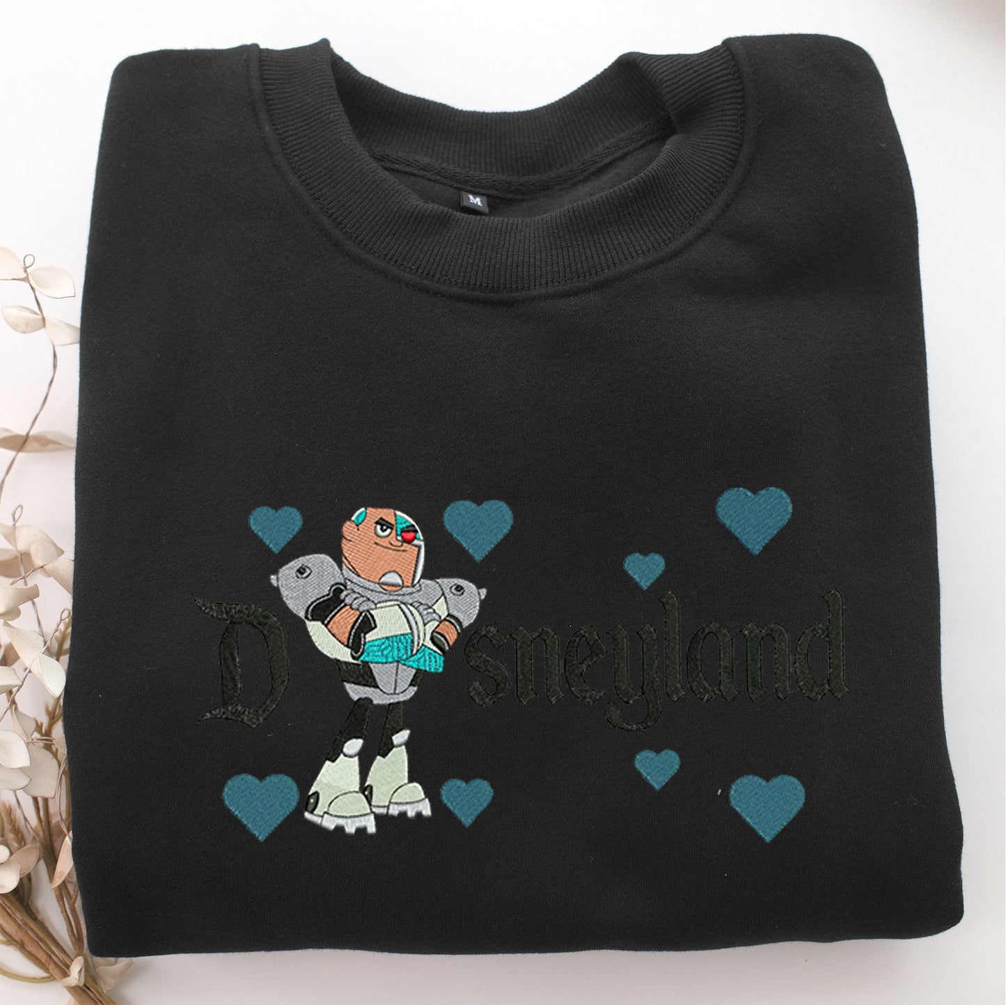 Cyborg Disneyland Embroidery, Disneyland Embroidered Sweatshirt, Movie Disney Inspired, Valentine's Day Gifts Idea For Him Her