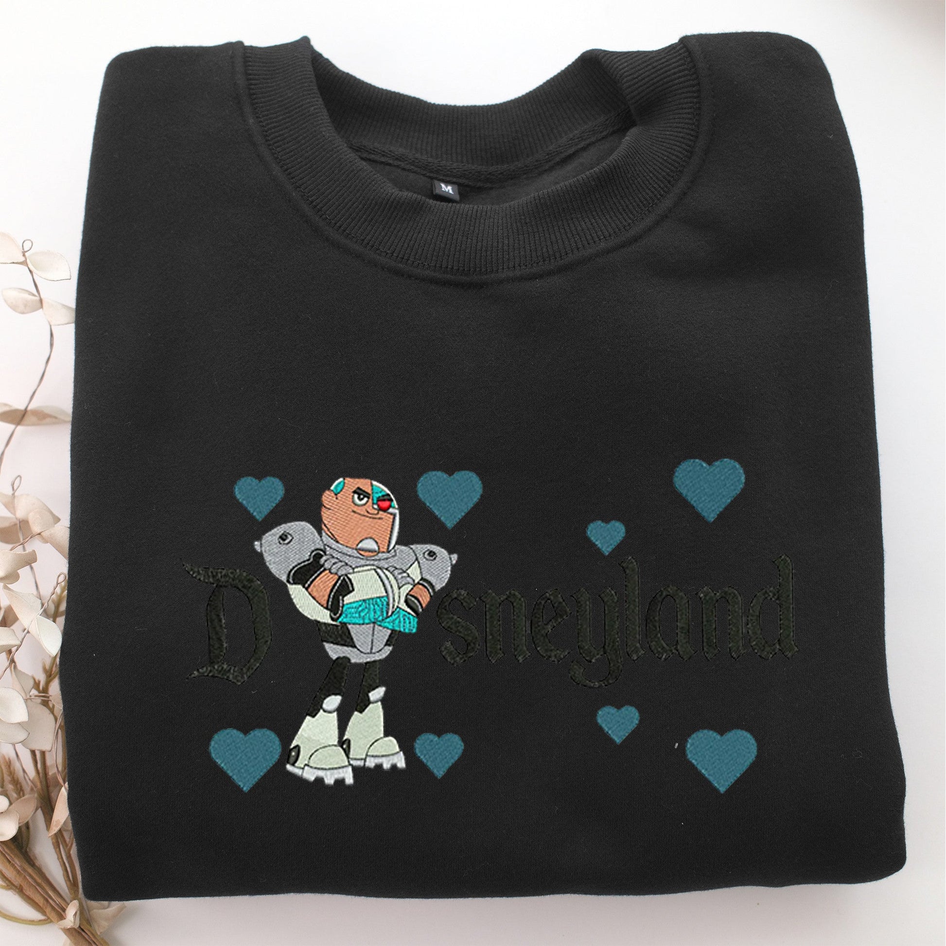 Cyborg Disneyland Embroidery, Disneyland Embroidered Sweatshirt, Movie Disney Inspired, Valentine's Day Gifts Idea For Him Her
