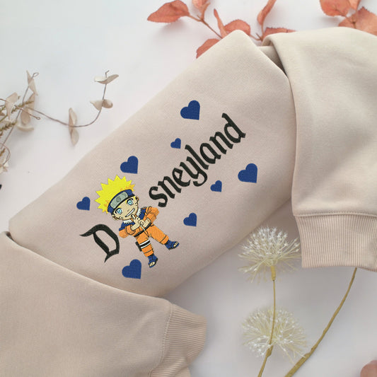 Chibi Naruto Disneyland Embroidery, Disneyland Embroidered Sweatshirt, Movie Disney Inspired, Valentine's Day Gifts Idea For Him Her