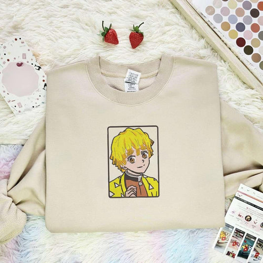 Agatsuma Zenitsu Kimetsu No Yaiba Anime Embroidered Shirt