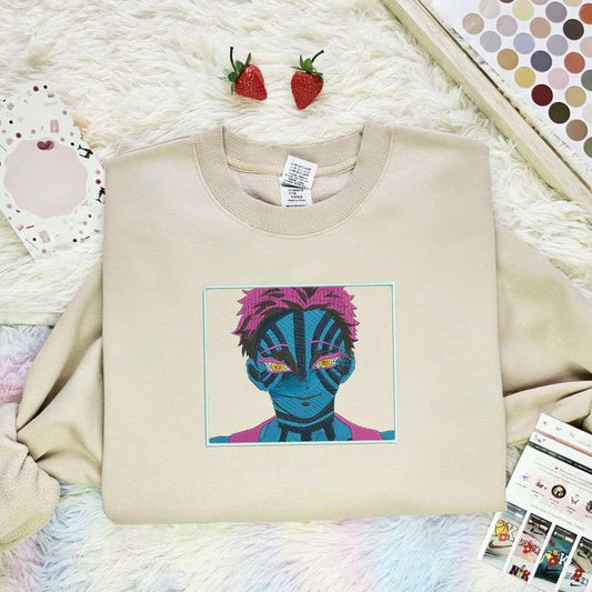Akaza Kimetsu No Yaiba Anime Embroidered Shirt