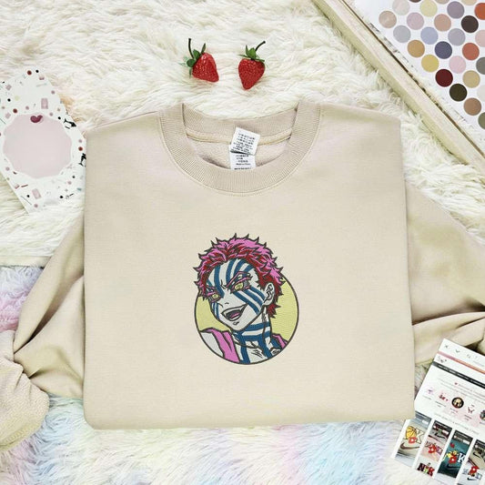 Akaza Kimetsu No Yaiba Anime Embroidered Shirt