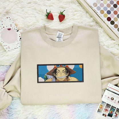 Ace Smile One Piece Anime Embroidered Shirt