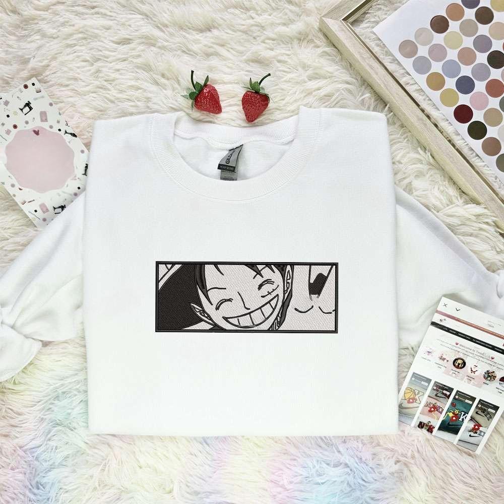 Cute Luffy Smile One Piece Anime Embroidered Shirt